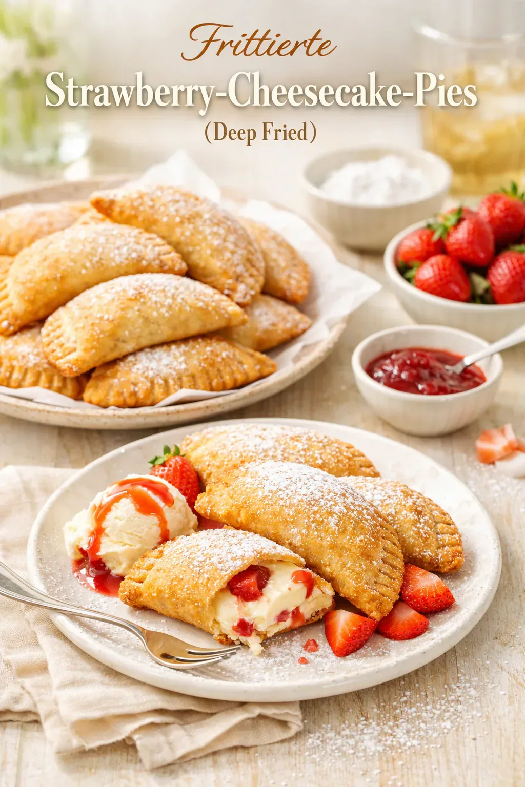 Frittierte Strawberry-Cheesecake-Pies – knuspriges Dessert