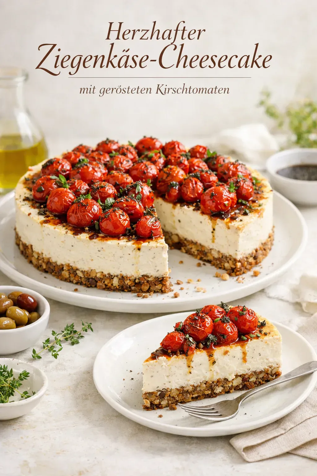 Herzhafter Ziegenkäse Cheesecake mit Schalotten