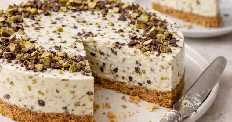 No-Bake Pistazien-Schokoladen-Cheesecake