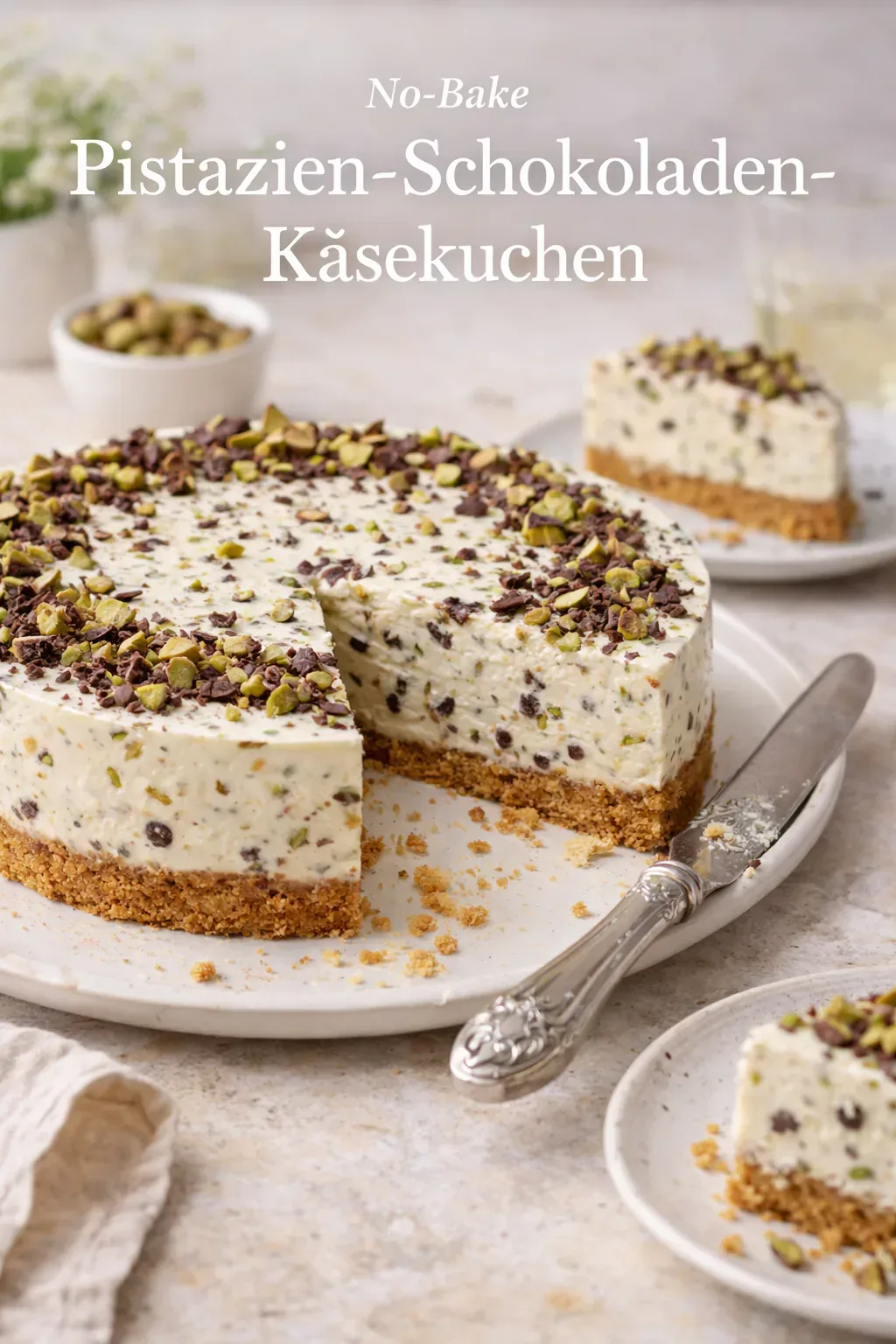 No-Bake Pistazien-Schokoladen-Cheesecake
