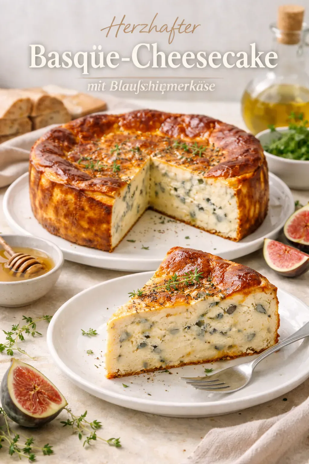 Herzhafter San-Sebastián-Cheesecake mit Blauschimmelkäse