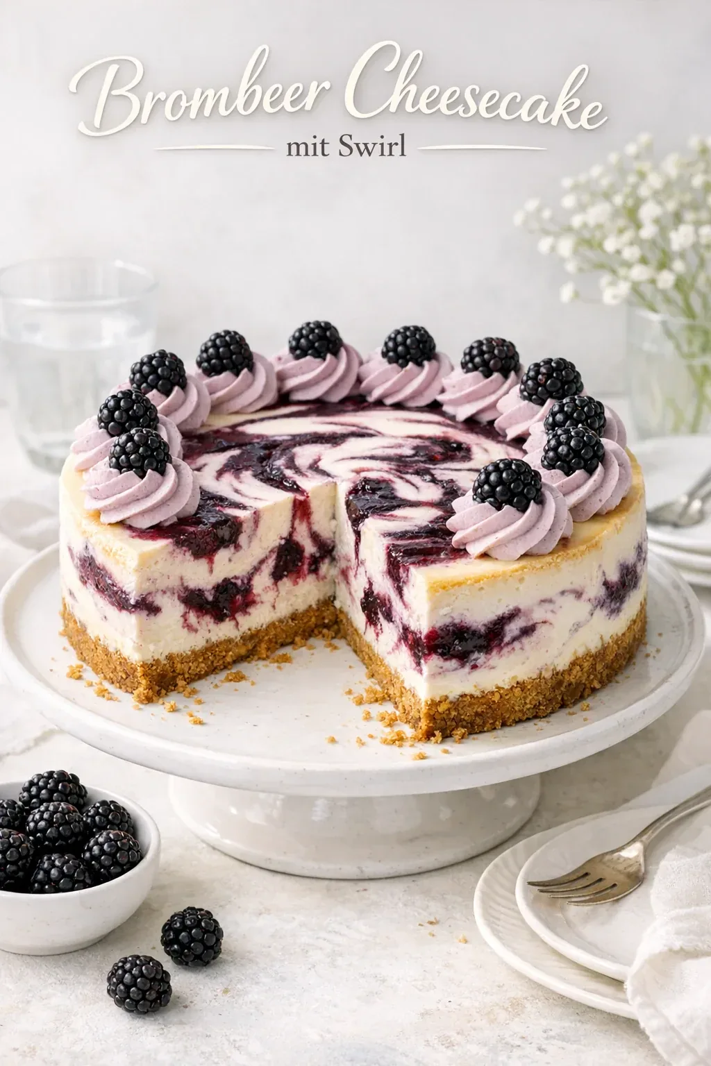 Brombeer Cheesecake mit Swirl