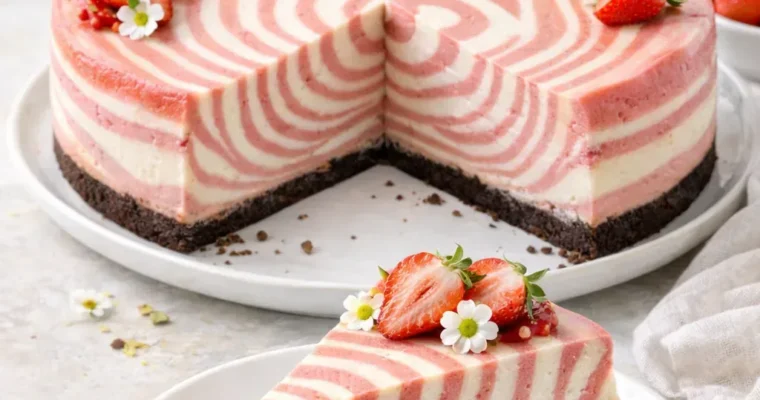 Erdbeer-Zebra-Cheesecake – cremiger Cheesecake mit Muster