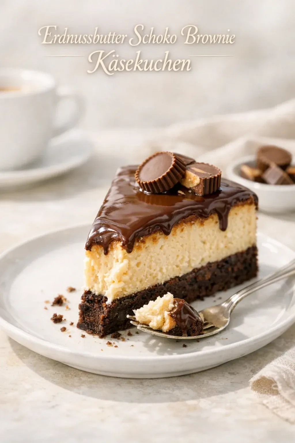 Erdnussbutter Schoko Brownie Käsekuchen