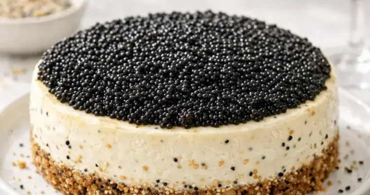 Everything-Bagel-Cheesecake mit Kaviar – herzhaftes Rezept