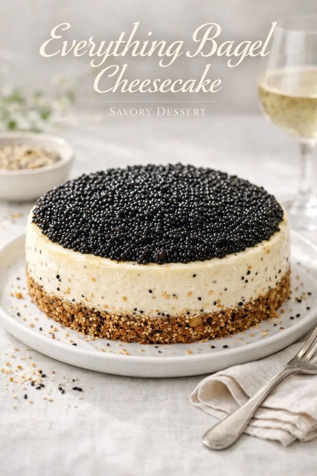 Everything-Bagel-Cheesecake mit Kaviar – herzhaftes Rezept
