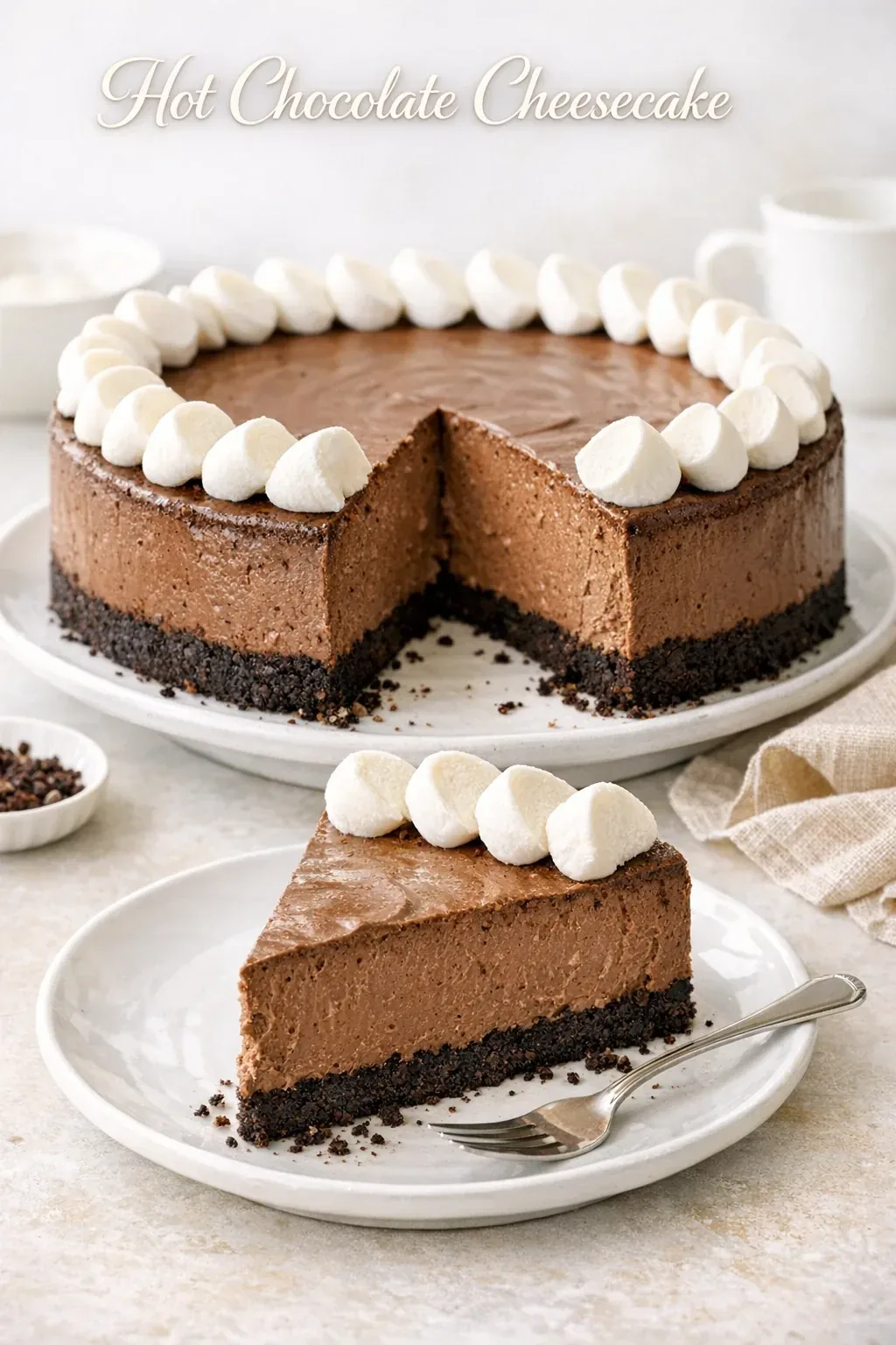 Hot Chocolate Cheesecake mit Marshmallows