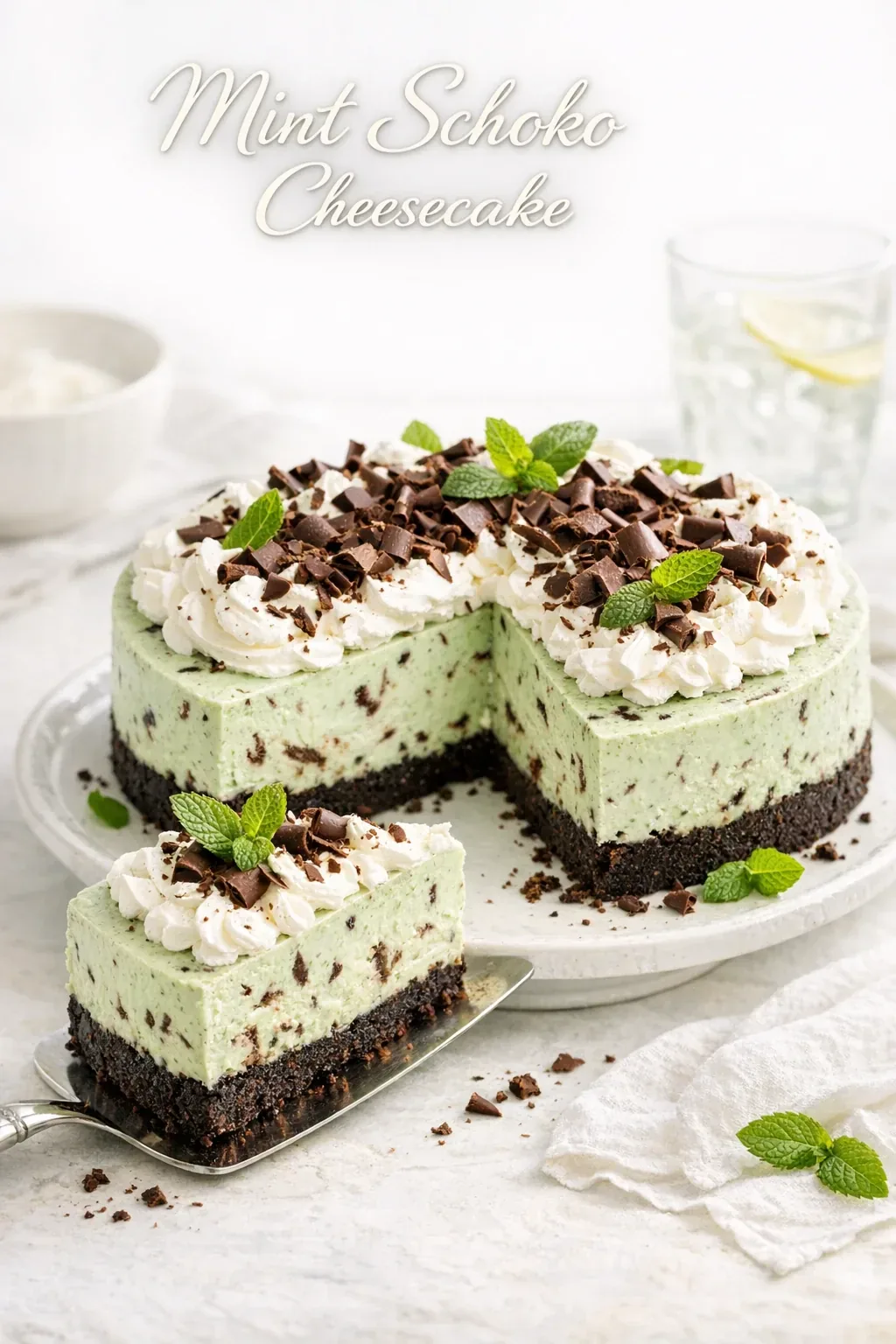 Mint Schoko Cheesecake mit Schokoboden