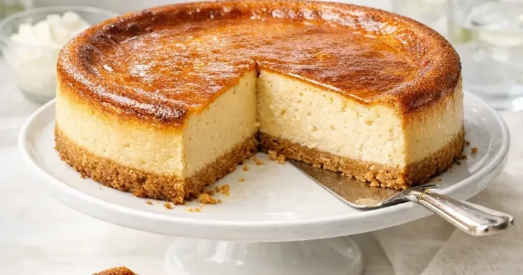 Norwegischer Brunostkake Cheesecake mit karamelligem Braunkäse