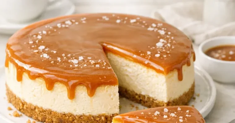 Salted-Caramel-Cheesecake mit Lotus-Boden