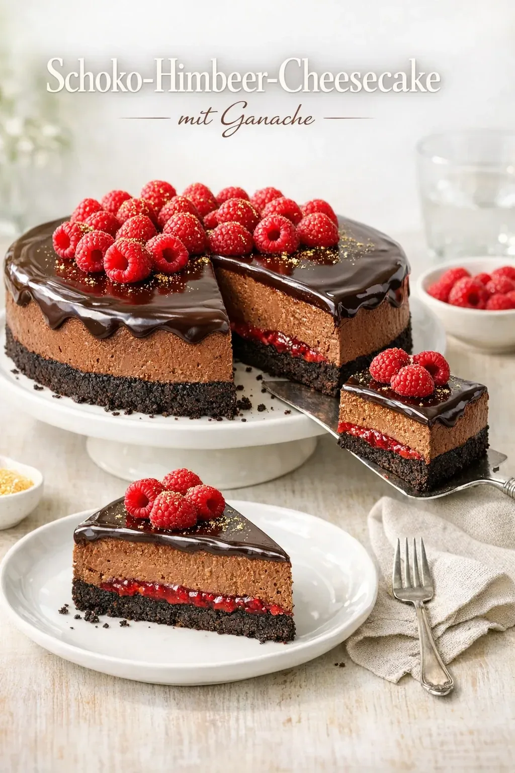 Schoko-Himbeer-Cheesecake mit Ganache