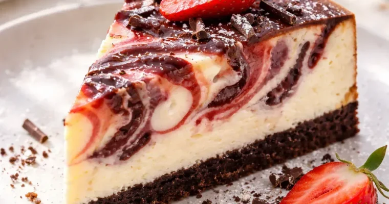 Schokoladen-Erdbeer-Wirbel-Cheesecake