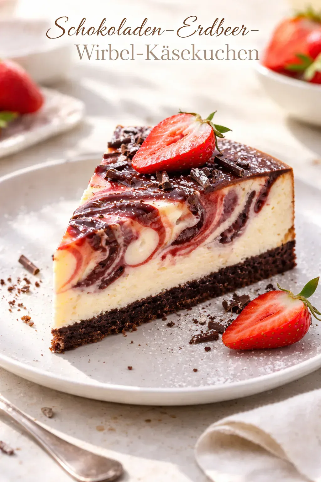 Schokoladen-Erdbeer-Wirbel-Cheesecake
