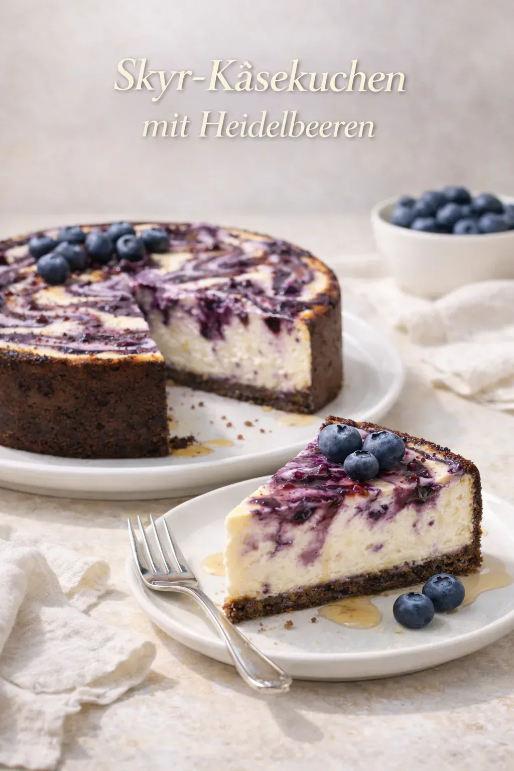 Skyr-Käsekuchen mit Heidelbeeren