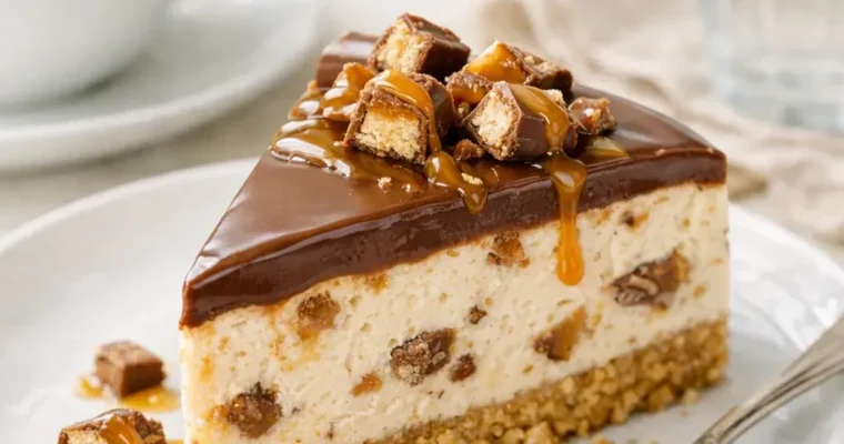 Twix-Cheesecake ohne Backen mit Karamell und Schokolade