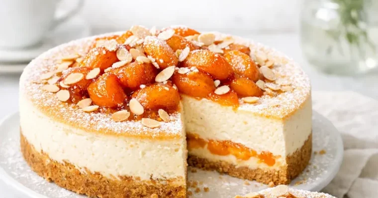 Aprikosen-Amaretto-Cheesecake mit Mandelboden