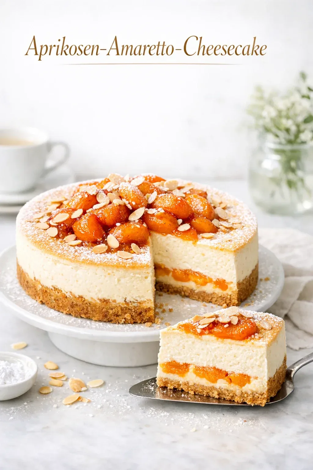 Aprikosen-Amaretto-Cheesecake mit Mandelboden