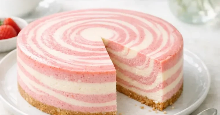 Erdbeer-Zebra-Cheesecake mit Quark
