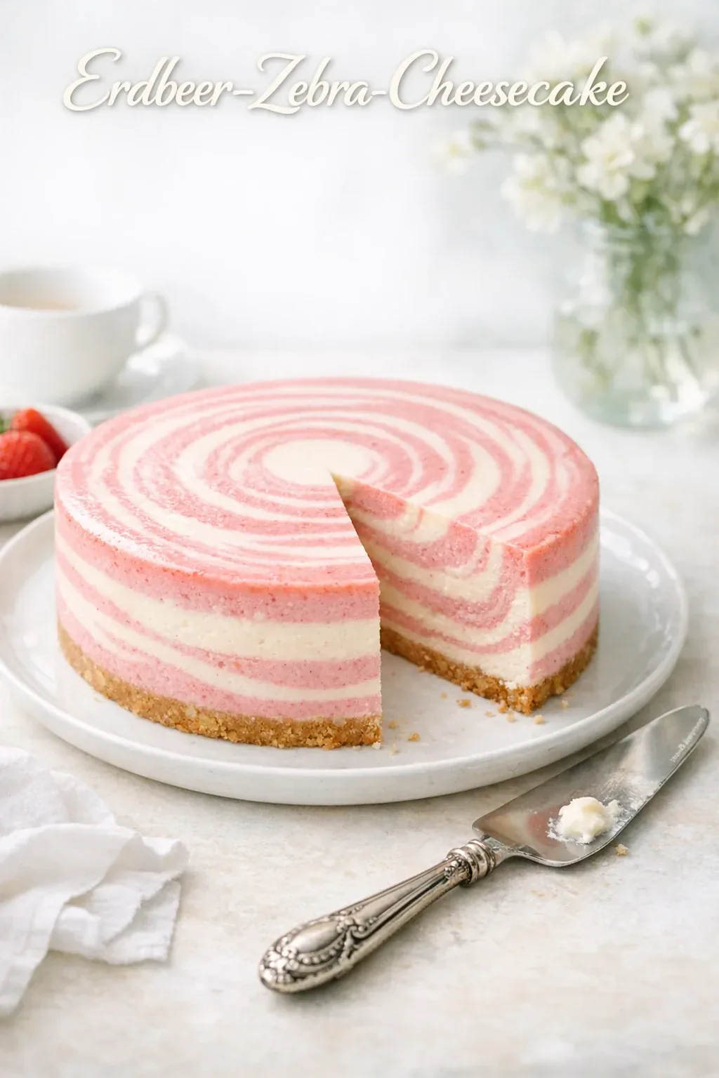 Erdbeer-Zebra-Cheesecake mit Quark