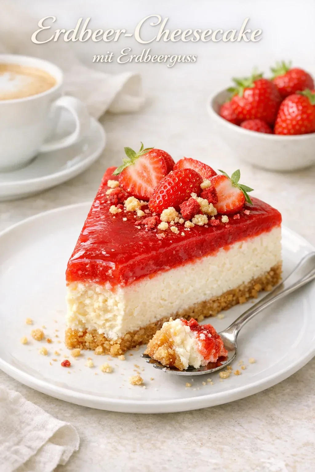 Erdbeer-Cheesecake mit fruchtigem Guss
