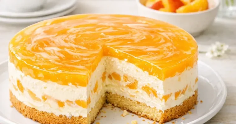 Käsesahnetorte mit Pfirsichen