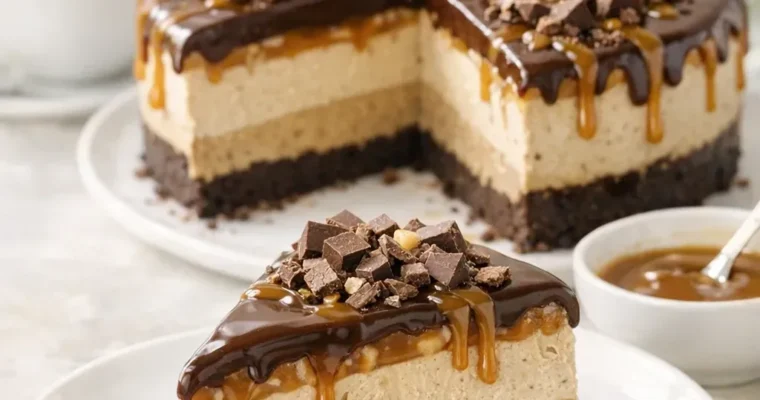 Karamell Schoko Kaffee Cheesecake ohne Backen