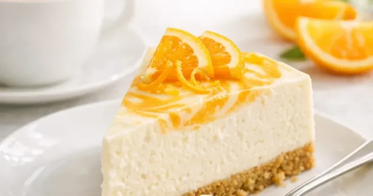 Orangen Vanille Cheesecake ohne Backen mit Zitruswirbel