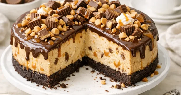 Peanut Butter Cheesecake mit Schokolade und Reese’s