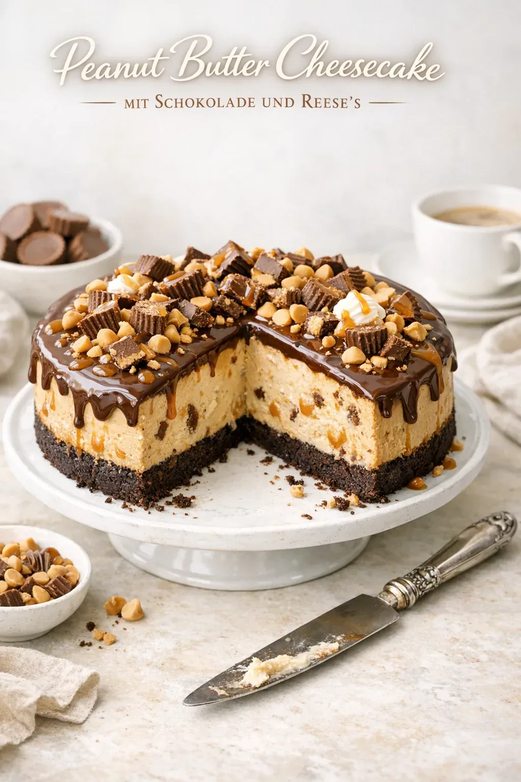 Peanut Butter Cheesecake mit Schokolade und Reese’s