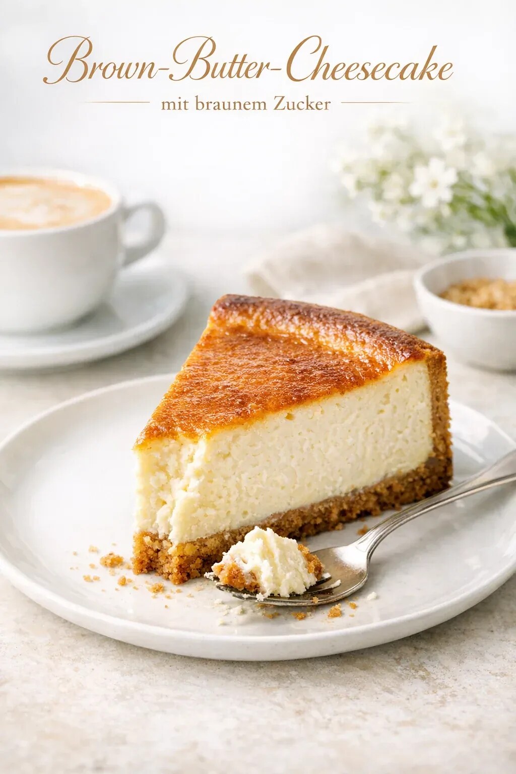 Brown-Butter-Cheesecake mit braunem Zucker