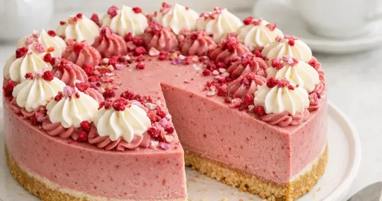 Ruby Chocolate Cheesecake mit Shortbread-Boden