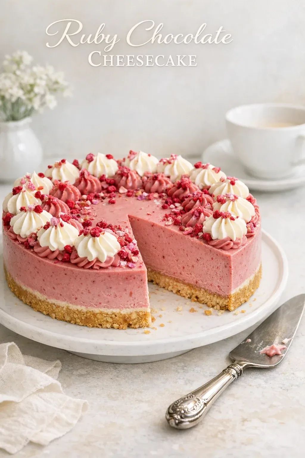 Ruby Chocolate Cheesecake mit Shortbread-Boden