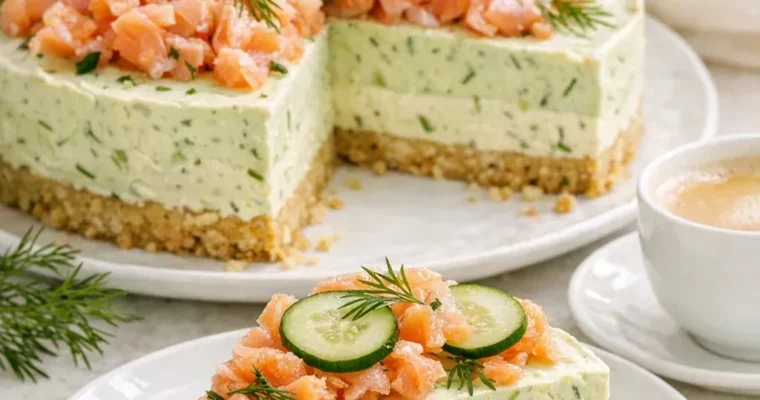 Herzhafter Avocado-Lachs-Cheesecake ohne Backen