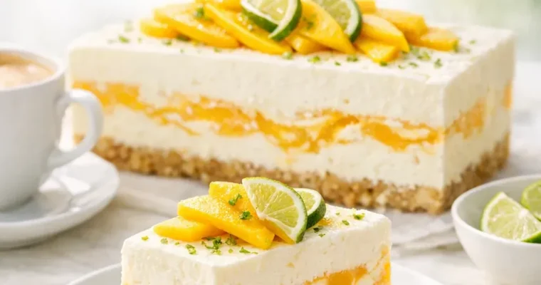 Frozen Mango Cheesecake aus der Kastenform