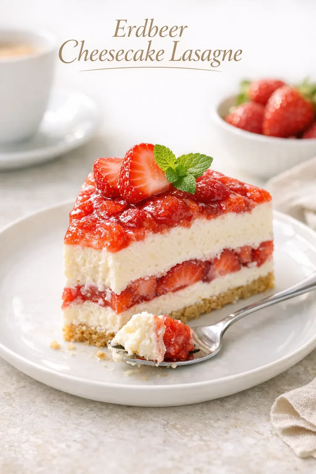 Einfache Erdbeer Cheesecake Lasagne ohne Backen