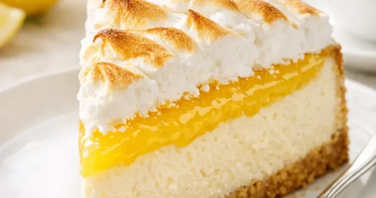 Lemon Meringue Cheesecake mit Zitronencreme und Baiser