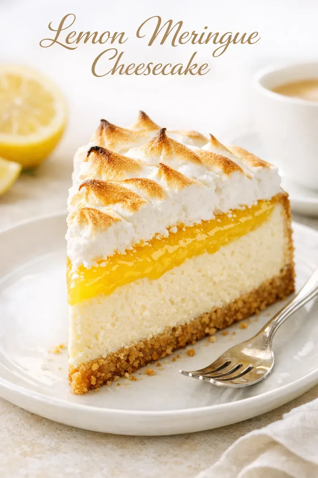 Lemon Meringue Cheesecake mit Zitronencreme und Baiser
