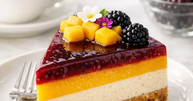 Mango Cheesecake mit Beerenglanz