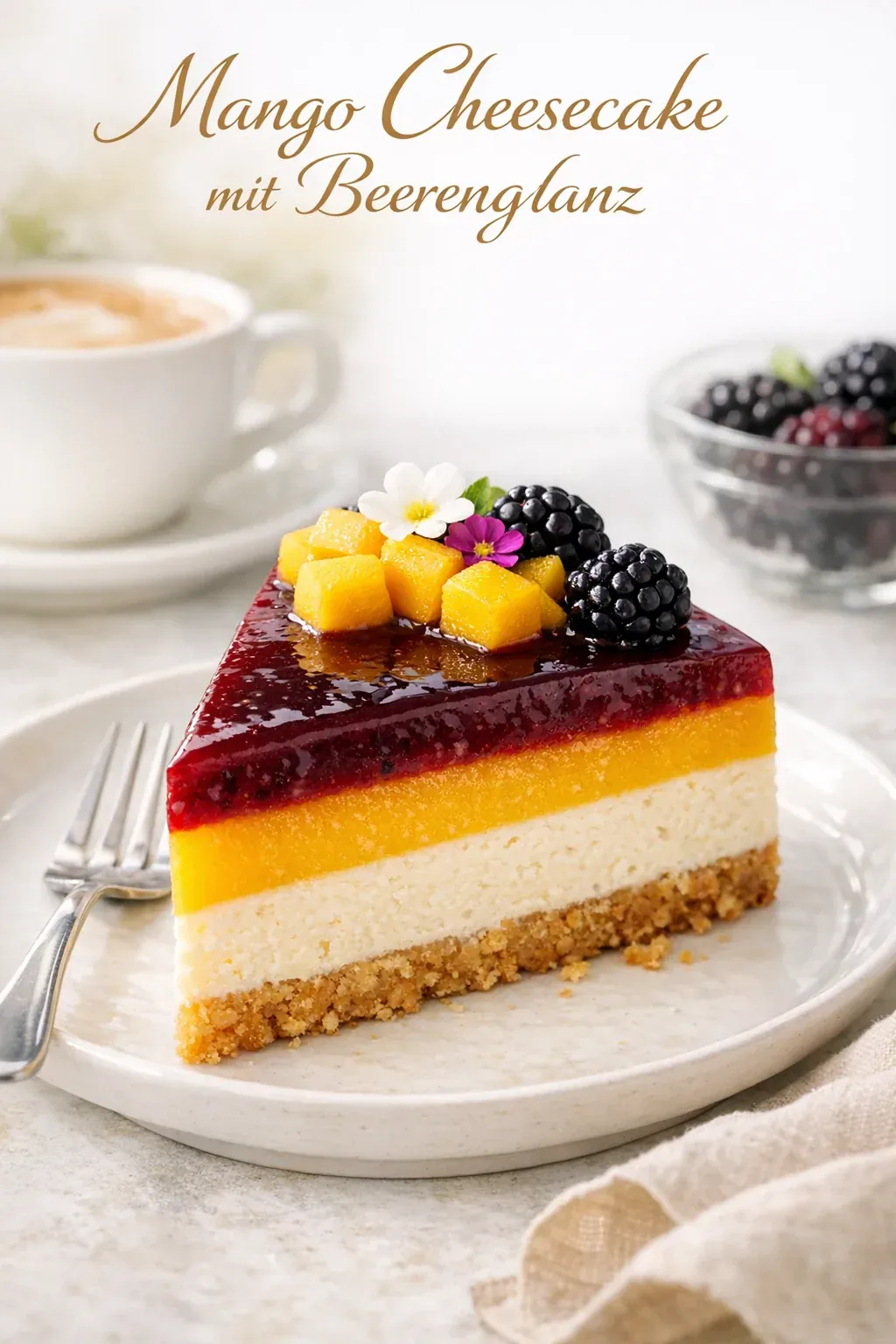 Mango Cheesecake mit Beerenglanz