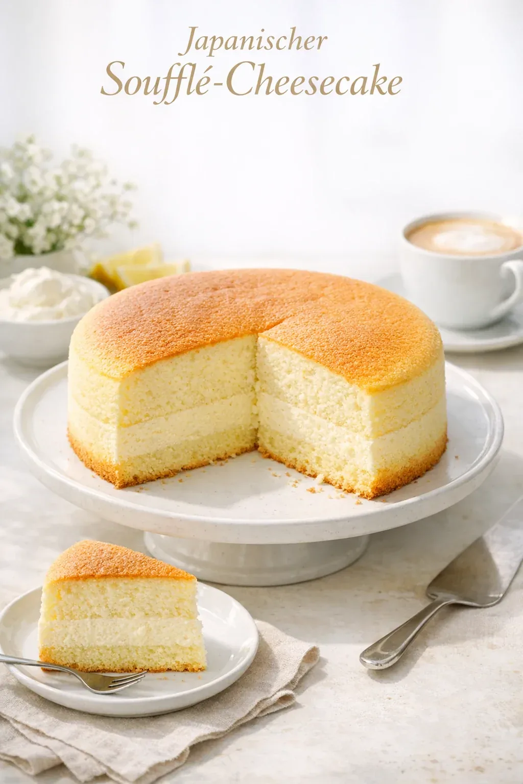 Japanischer Soufflé-Cheesecake mit Wasserbad