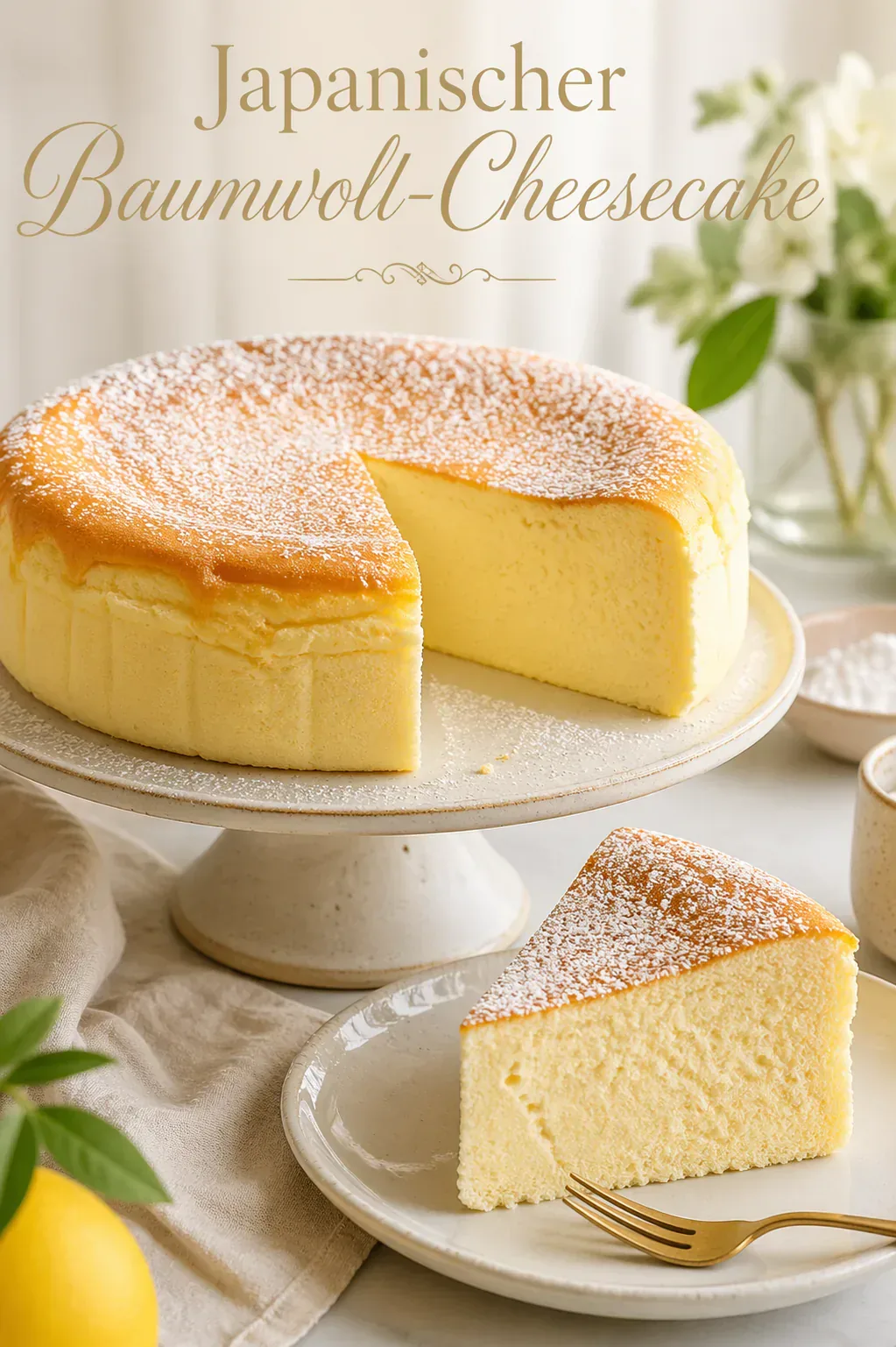 Japanischer Baumwoll-Cheesecake aus dem Ofen