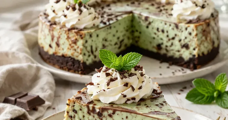 Mint Schoko Cheesecake mit Schokoboden