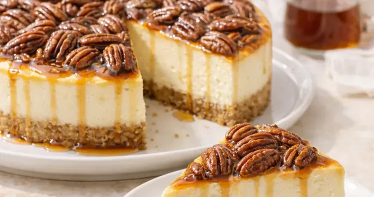 Cremiger Ahornsirup-Pekan-Cheesecake – einfaches Rezept