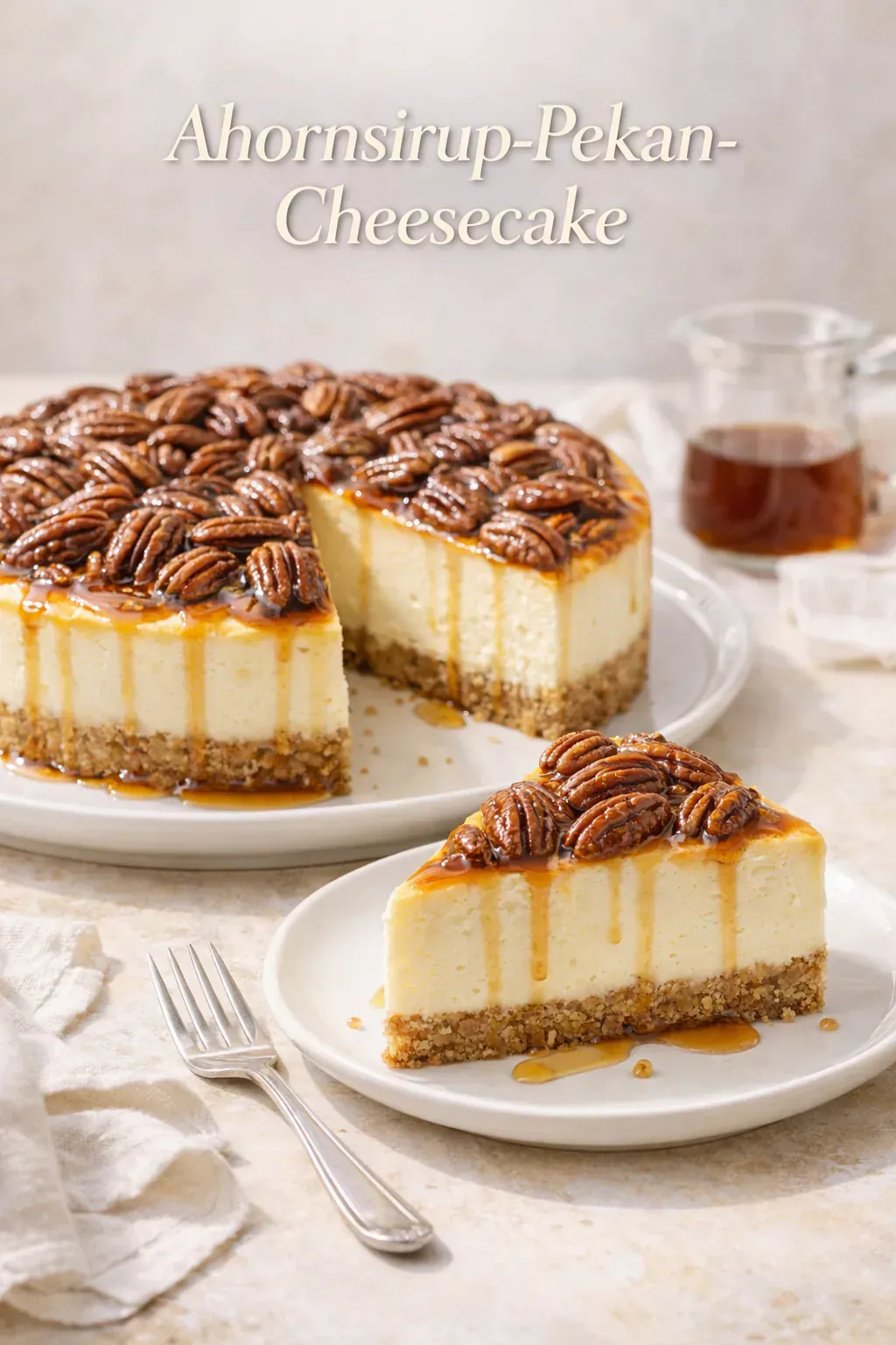 Cremiger Ahornsirup-Pekan-Cheesecake – einfaches Rezept