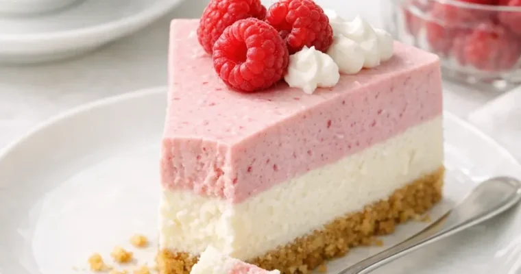 Himbeer-Mousse-Cheesecake mit gebackenem Frischkäsekern