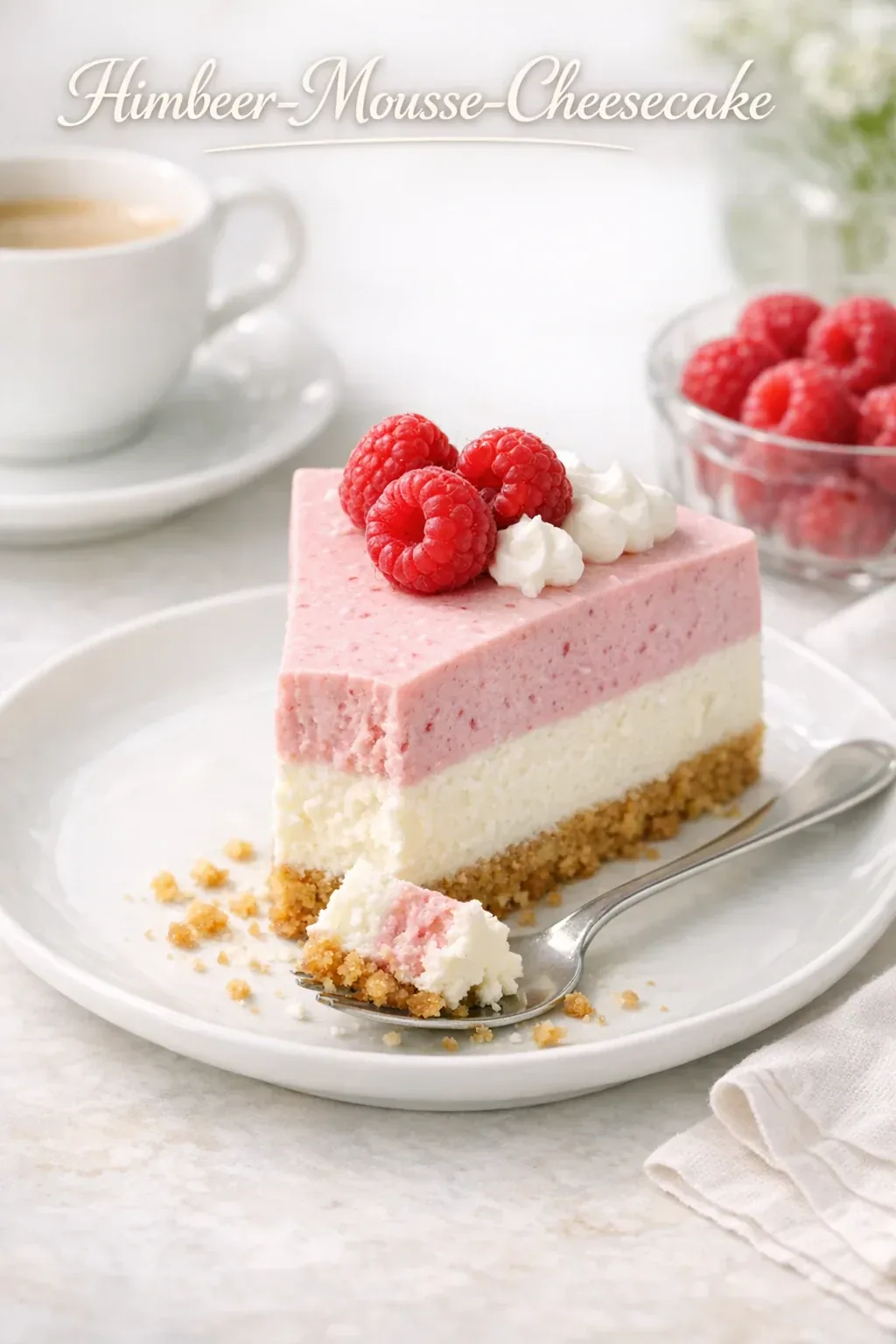 Himbeer-Mousse-Cheesecake mit gebackenem Frischkäsekern
