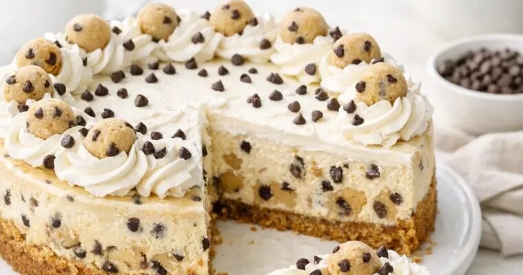 Cookie Dough Cheesecake mit Schokostückchen