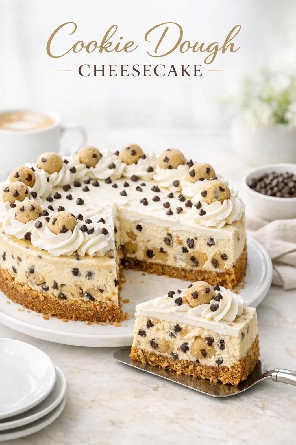Cookie Dough Cheesecake mit Schokostückchen