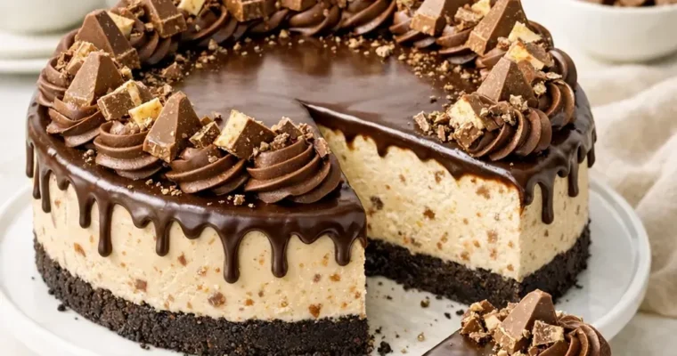 Toblerone Cheesecake mit Oreo-Boden und Schoko-Drip