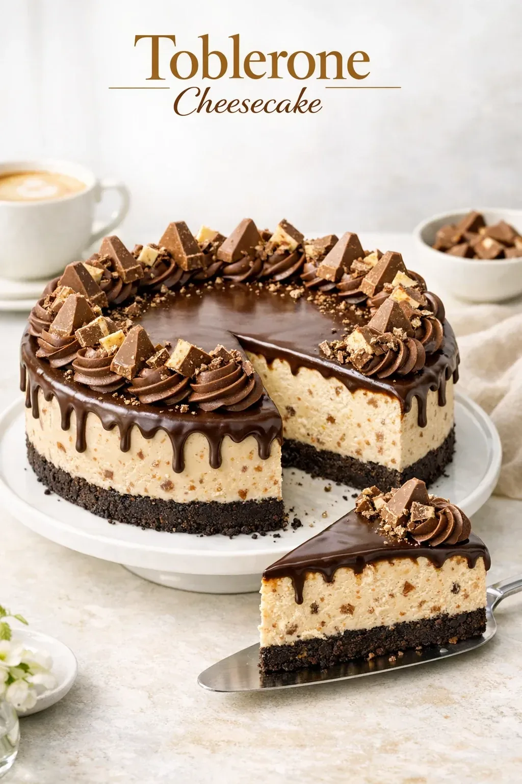 Toblerone Cheesecake mit Oreo-Boden und Schoko-Drip